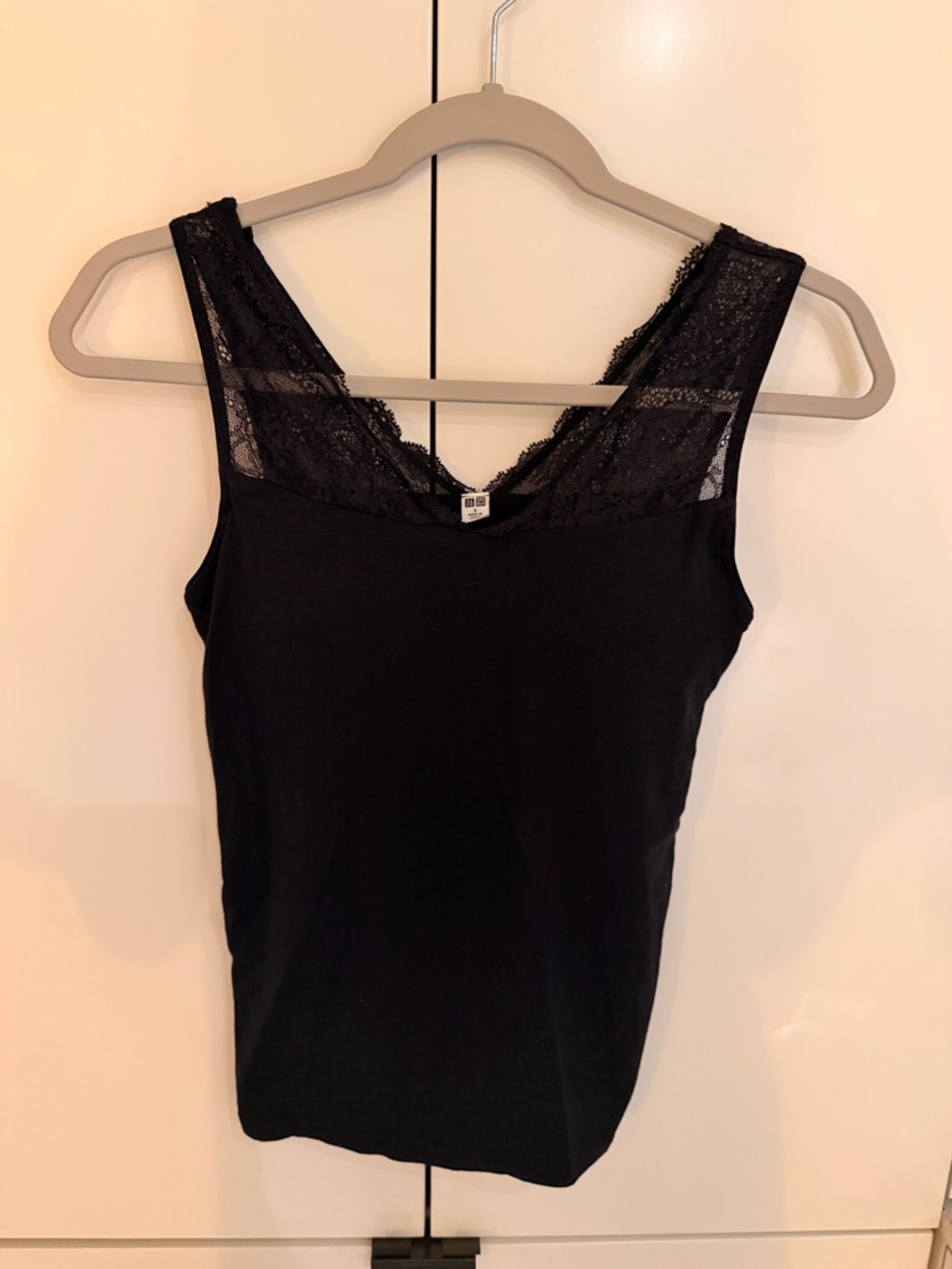 Black Lace Trim Tank Top